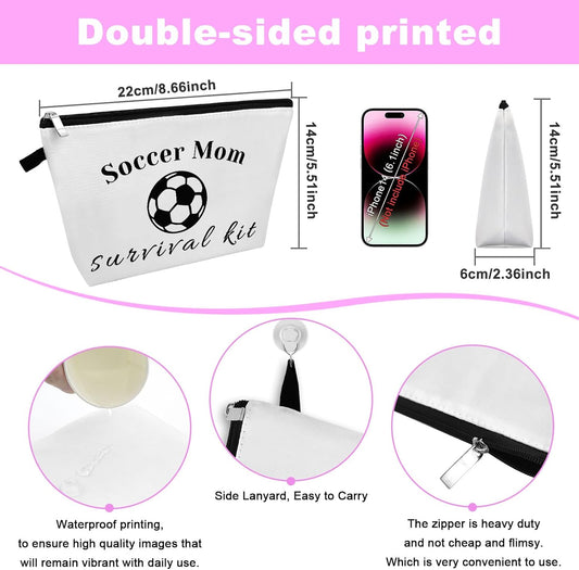 Soccer Mom Gift Makeup Bag Soccer Lover Gift for Women Mothers Day Gift Soccer Player Gift for Mom Thank You Gifts for Soccer Coach Cosmetic Bag Birthday Christmas Gift Travel Cosmetic Pouch