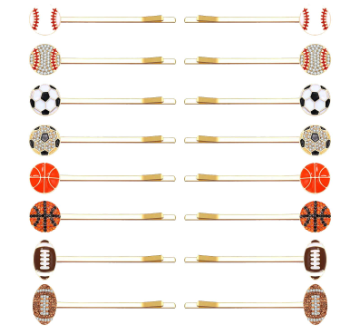 6/8 Pairs Game Day Hair Clips for Women Football Baseball Hairpins Basketball Soccer Hair Clips Football Baseball Mom Accessories Game Day Hair Accessory Party Favor Gifts