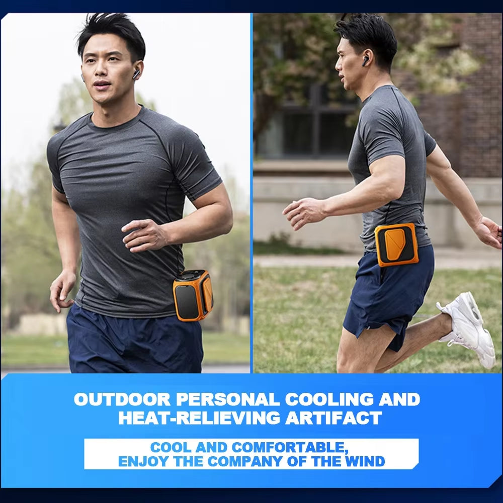 Waist Clip Fan Portable Mini Hanging Neck Fans USB Rechargeable Fans Small Outdoor Camping Waist Fans Power Bank with Flashlight