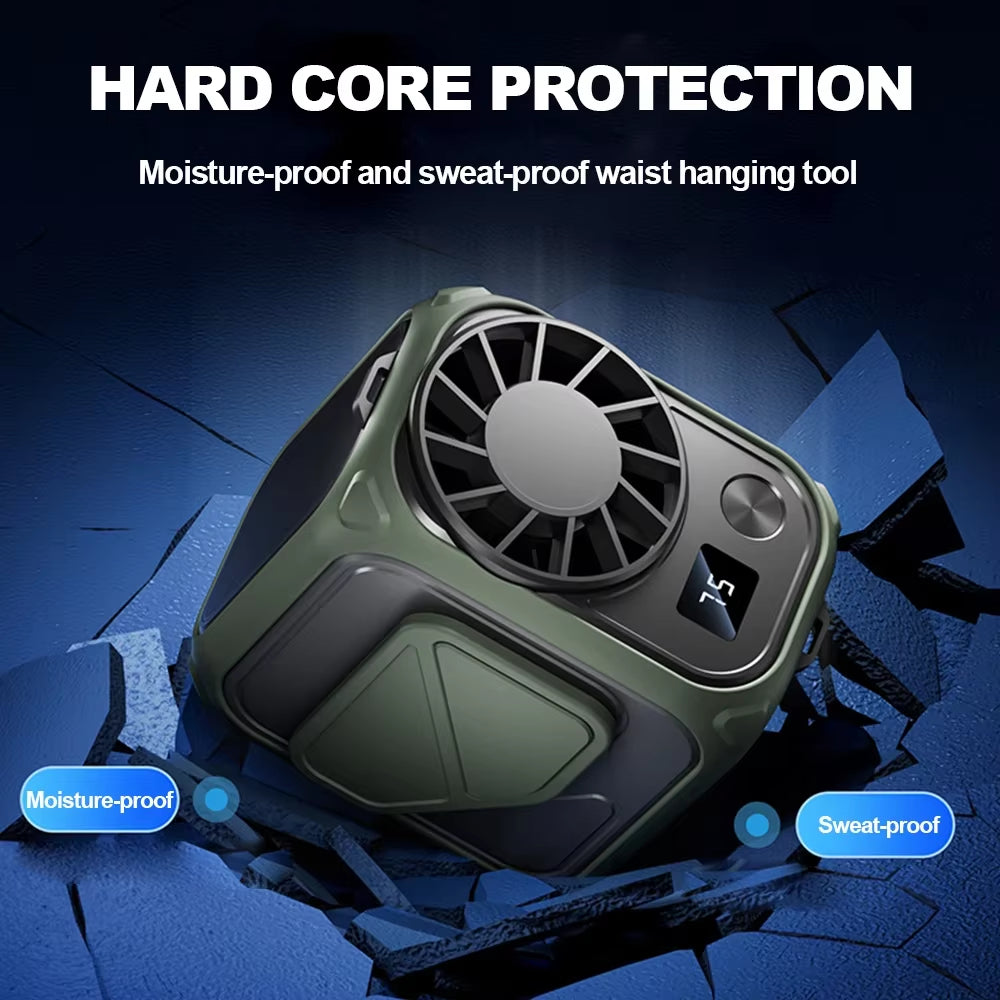 Waist Clip Fan Portable Mini Hanging Neck Fans USB Rechargeable Fans Small Outdoor Camping Waist Fans Power Bank with Flashlight