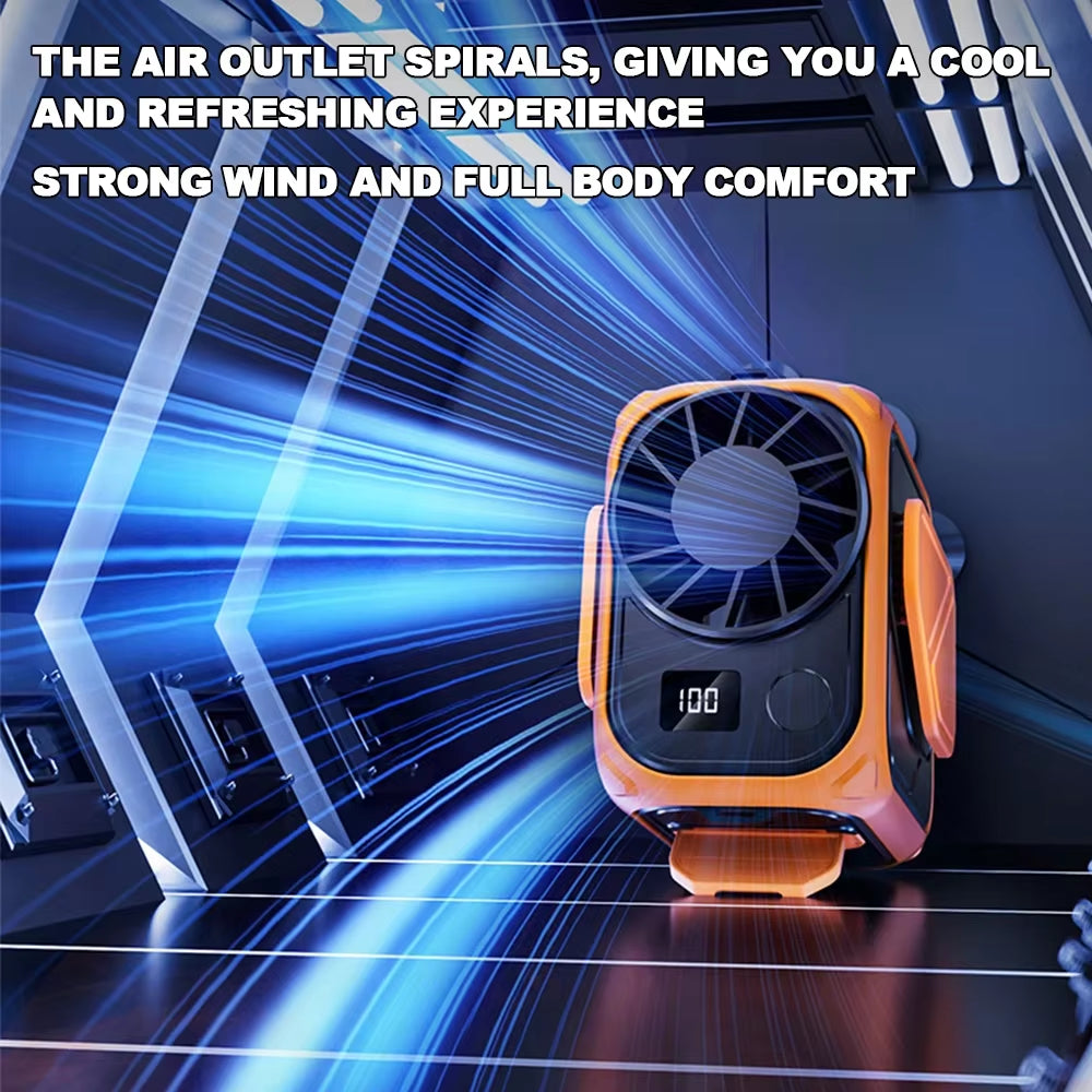 Waist Clip Fan Portable Mini Hanging Neck Fans USB Rechargeable Fans Small Outdoor Camping Waist Fans Power Bank with Flashlight