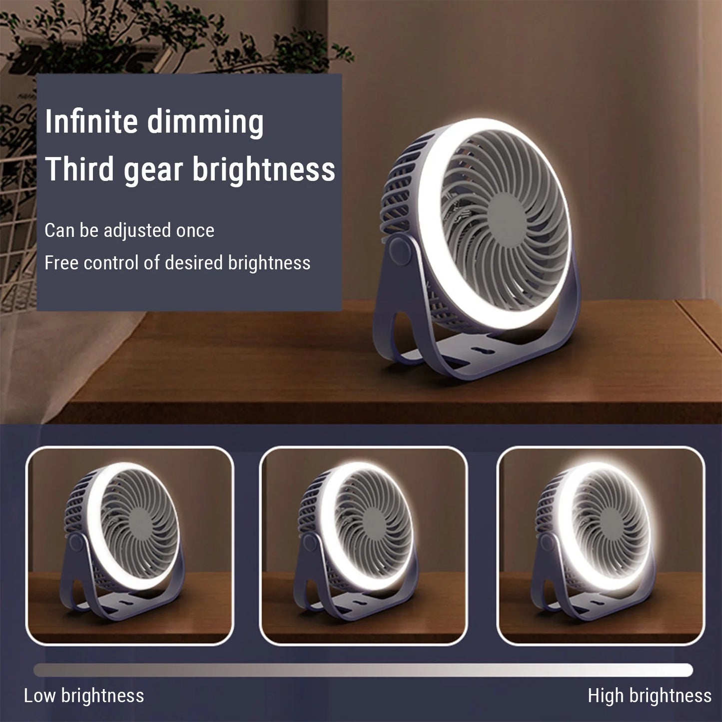 Bedside Fans Mini Fan Outdoor Portable Desktop Fan with Night Light High Wind Silent Charging Small Fan Portable Fans Small Fans Table Fans Fans Blue