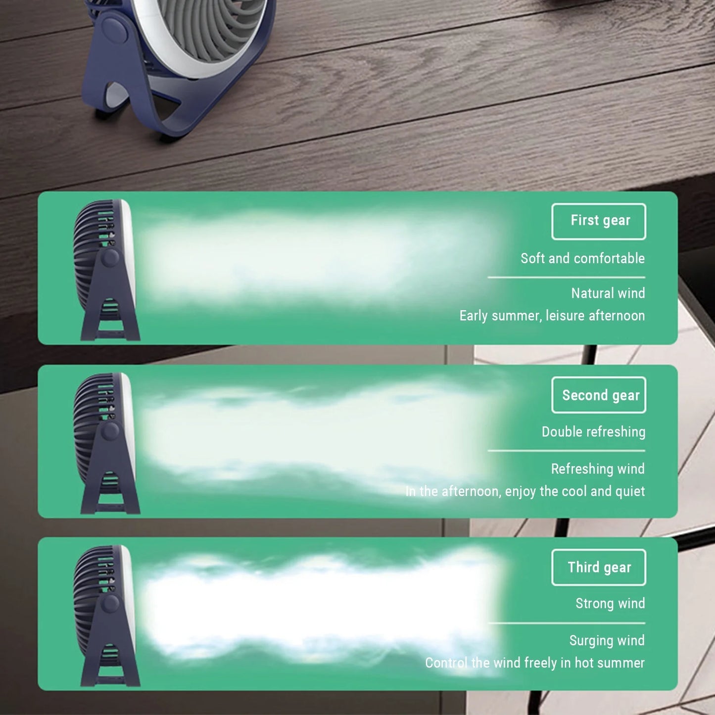 Bedside Fans Mini Fan Outdoor Portable Desktop Fan with Night Light High Wind Silent Charging Small Fan Portable Fans Small Fans Table Fans Fans Blue