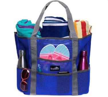 Mesh Sand Free Bag - Strong Lightweight Bag for Beach & Vacation Essentials. Tons of Storage!