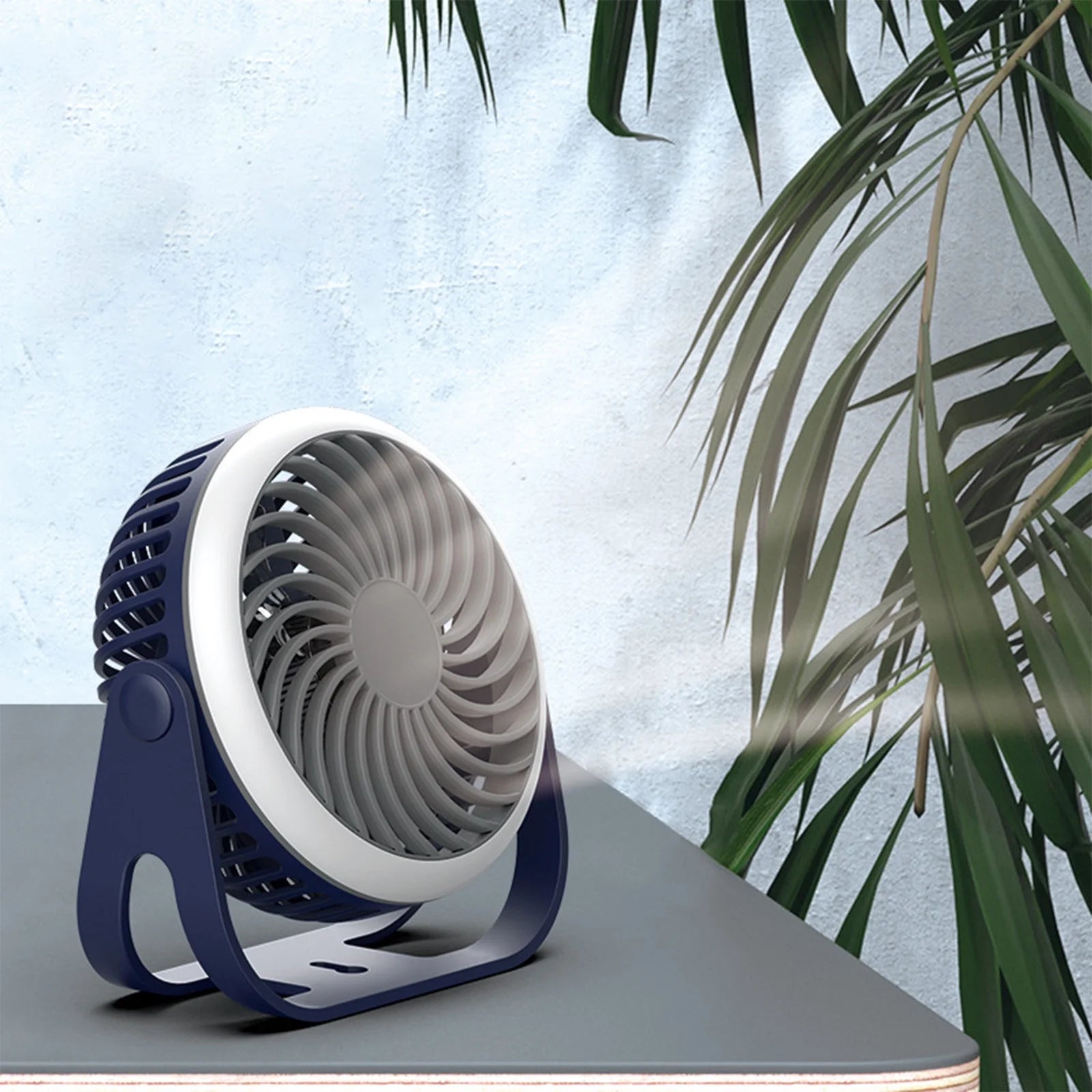 Bedside Fans Mini Fan Outdoor Portable Desktop Fan with Night Light High Wind Silent Charging Small Fan Portable Fans Small Fans Table Fans Fans Blue